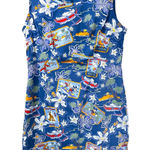 Disney VTG Medium Shift Dress Mickey Hawaiian Sleeveless Hula Tiki Postcard 1178 Photo 0