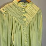 Karlie NWT Satin Pleated Button Up in Honeydew - size Small Photo 1