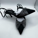 Shoboo Women’s Closed Toe Butterfly Bow Rhinestone Heels Sz 7 Black Photo 0