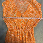 Everly  orange geometric sleeveless mini dress cinch waist size S Photo 3