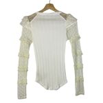 Free People  Cream Ivory Ruffle Lace Long Sleeve Top S Photo 1