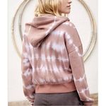 Free People  FP Movement Tie Dye Believer Lace Up Sweatshirt Mauve & White XS Photo 5