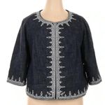 Dress Barn  Denim Blue Embroidered Cropped Jacket Blazer Women’s Plus Size 14W Photo 0
