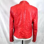 Black Rivet orange faux leather moto jacket size medium Photo 5