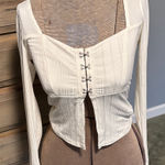 Forever 21 Forget 21 cream corset style Long Sleeve ribbed Top Photo 0