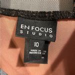 Enfocus Studio  Mauve Black Damask Felt Stretch Sheer Mesh Dark Barbie Mini Dress Photo 5