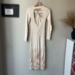 Ronny Kobo Dress Fringe Cut Out Long‎ Sleeve Knit Midi Dress Ivory Sz S Photo 8