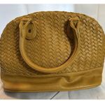 Neiman Marcus Marcus Neiman Woven Leather Satchel Tan Mustard Color Shoulder Handbag Purse Photo 1