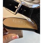 Franco Sarto Franco Sarlo Mandi Blk Suede Block Heel Shoes Peep Toe Buckle Sz 6.5 Sling Back Photo 4