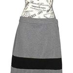 Loft SIZE 8 Gray Jersey Knit Black Stripe Side Zip A-Line Short Skirt Photo 0