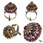 1940’s SOLID YELLOW GOLD GENUINE & SAPPHIRE THAI PRINCESS HAREM RING Photo 2