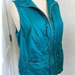 Cj Banks Turquoise Full Zip Front Sleeveless Ruffle Vest 1X Blue Photo 2