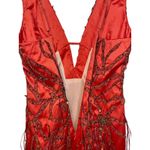 NWT Mandalay Kapok Red Beaded Feather Fringe Maxi Long Evening Gown Dress Size 4 Photo 7