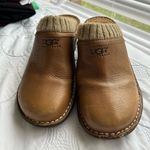 UGG  - Gael Leather Shearling Lined Wedge Clogs size 6  tan slides wool Photo 0