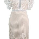 Boohoo Occasion Dress 6 White All Over Lace Bodycon Midi New Photo 0