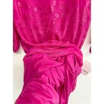 Taylor Midi Dress Size 6 Petite Hot Pink Long Sleeve V Neck Printed Chiffon NEW Photo 8