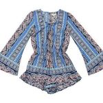 Red Camel Boho Chic Bell Sleeve Blue Romper Size XS Photo 0