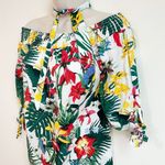 Oakridge Tropical Floral Cotton Off Shoulder Halter Tie Neck Pullover Blouse Top Photo 2