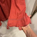 Cute peach 🍑 boho babydoll metallic thread tassel trim tunic top flare sleeve Orange Size M Photo 9