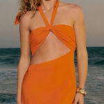 Reformation NWT Vivi Maxi SILK Cut-Out Dress in Citrus Orange Womens Size 2 Photo 0