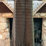 Olive green and black striped midi dress with ruffle hem Photo 2