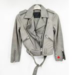 ALLSAINTS Balfern Leather Biker Jacket in Gray Size 0 FLAWED Photo 1