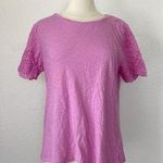 I.B. Diffusions Solid Light Purple Cotton Blend Floral Eyelet Cutout T-Shirt Photo 0
