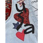 Vintage 90s Patchwork Denim Boho Vest Top One Size Blue America Flag USA Photo 1