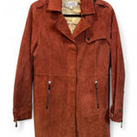 VTG Bradley Suede Leather Trench Penny Lane Boho Jacket Medium Red Photo 0