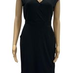 Attention  Black V Neck Front and Back Elastic Waist Pocket Dress Womens Small Photo 0
