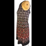 White House | Black Market Chick Classy Designer Black Sunset Print Keyhole Dress Photo 10