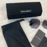 Dolce & Gabbana DG2157 Gold Aviator Polarized Polygon Sunglasses Black Photo 2