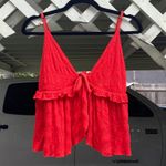 Free People Red Ruffle Tank Top Photo 0