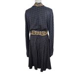 Max Studio  London Gold and Navy Print Dress Size Medium Navy Scarf A-Line Dress Photo 2