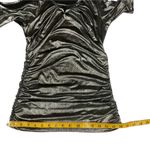 Y2K Women's Metallic Silver Cold Shoulder Blouse Top Ruched Stretch Size M Party Size M Photo 7