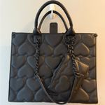 Betsey Johnson NWT Large Heart Embossed Tote Bag Black XOKIARA2 Removable Pouch Photo 0