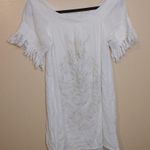 Xhilaration Size Large L White Fringe Sleeve Embroidered Long Shirt Dress boho Photo 6