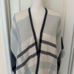 Banana Republic NWT $119 Cashmere Blend Plaid Fringe Poncho Gray/Blue, Sz OS Photo 1