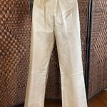 Size M//Designer St John Metallic Champagne Gold Leather Pants High Rise Size M Photo 1