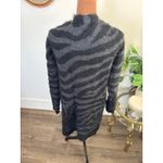 Isela Fuzzy Knit Cardigan Duster Sweater Open Front Zebra Stripe Gray Black M Size M Photo 3