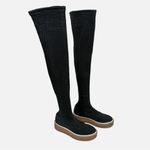 Free People  Thigh High Over The Knee Boots Womens 37/ US 6.5 Black Stretch OTK Photo 1