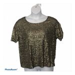 Silence + Noise Black & Gold Sequin Scoop Neck Blouse Size Small EUC Photo 15
