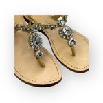 Trina Turk Mystique x  𖦹 Ankle Strap Thong Crystal Sandal 𖦹 Natural Leather 7M Photo 12