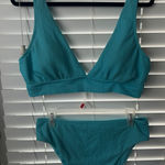 Aerie  blue ribbed bikini top and high waisted bottoms Photo 0