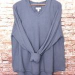 cupio  | Waffle Knit Scalloped Hem V-Neck Hoodie Photo 1