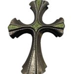 Sarah Coventry Limited Edition 1976 Biker Cross 3.5" Necklace Green Enamel Silver Photo 0