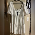 BCBG Paris Women's Knit Eyelet Sleeve Dress White Size L Photo 2