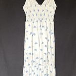 Simplee Apparel Simplee white and blue floral sundress cutouts ruched back v-neck maxi length L Photo 9