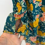 ZARA Green/Yellow Floral Long Sleeve Romper w/ Green Velvet Ribbon Mini Size M Photo 8