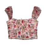 Hello Molly  Floral Mesh Crop‎ Top XS White Pink Nwt Photo 1